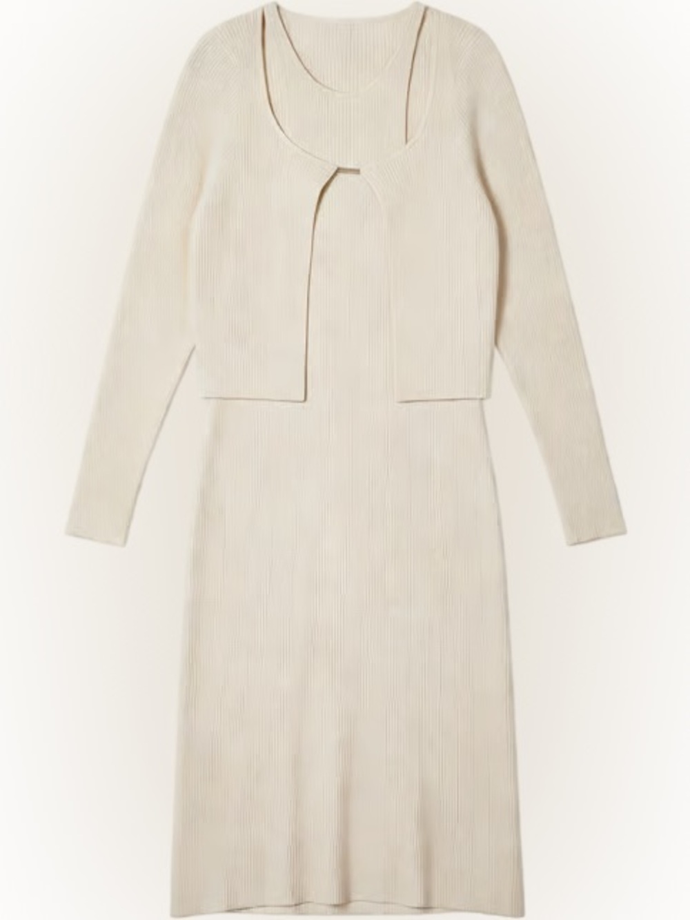 Abercrombie & Fitch Cream Knit Dress with Cropped Cardigan